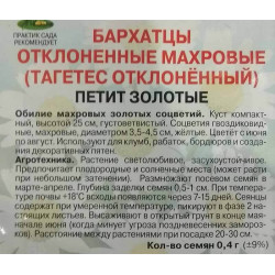 Бархатцы отклоненные махровые Петит золотые