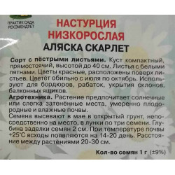 Настурция низкорослая Аляска скарлет
