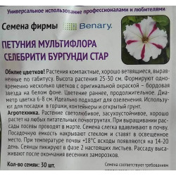 Петуния мультифлора Селебрити Бургунди Стар