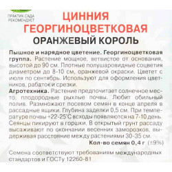 Цинния георгиноцветковая Оранжевый король